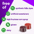 Women's Multi Gummy: Free of synthetic dyes, artificial sweeteners, high fructose corn syrup, gluten, and dairy.
