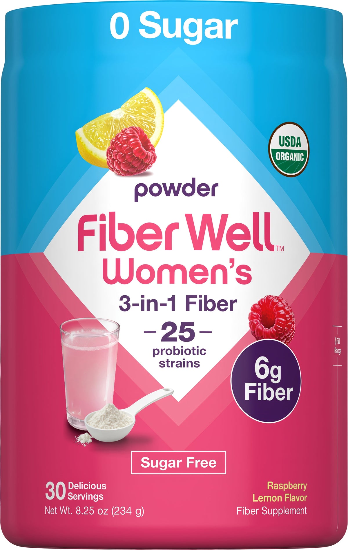 Fiber Well Women's 3 in 1 Fiber Powder, 8.25 oz (234 g) Bottle