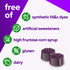 Product highlights graphic stating free of synthetic fd&c dyes, artificial sweeteners, high fructose corn syrup, gluten, dairy.