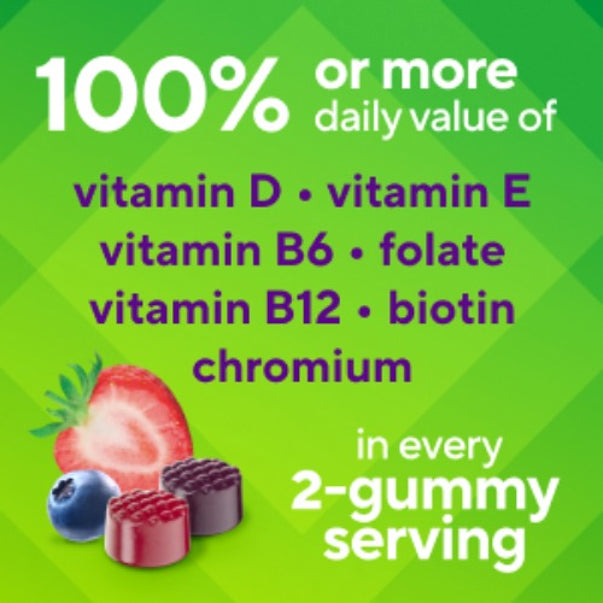 Sugar Free Men's Multi Gummies with 100% or more daily value of Vitamin D, E, B6, Folate, B12, Biotin, Chromium in every 2-gummy serving.