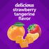 Four orange VF Power+ Multivites Gummies in strawberry tangerine flavor, with 'delicious strawberry tangerine flavor' text.
