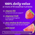 Product highlights graphic stating D3 bone/immune support, C&E protect free radicals, Choline/6 B vits brain/nerve health, and more!