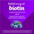 Product highlights graphic stating 5000 mcg of biotin, Supports hair, skin & nail health*, Supports fat, protein & carbohydrate metabolism*