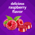 VF B12 1,000 mcg gummy with 'delicious raspberry flavor' text, fresh raspberries, and two red raspberry-shaped gummies.