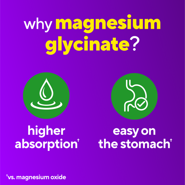 Product highlights graphic stating higher absorption† and easy on the stomach†.