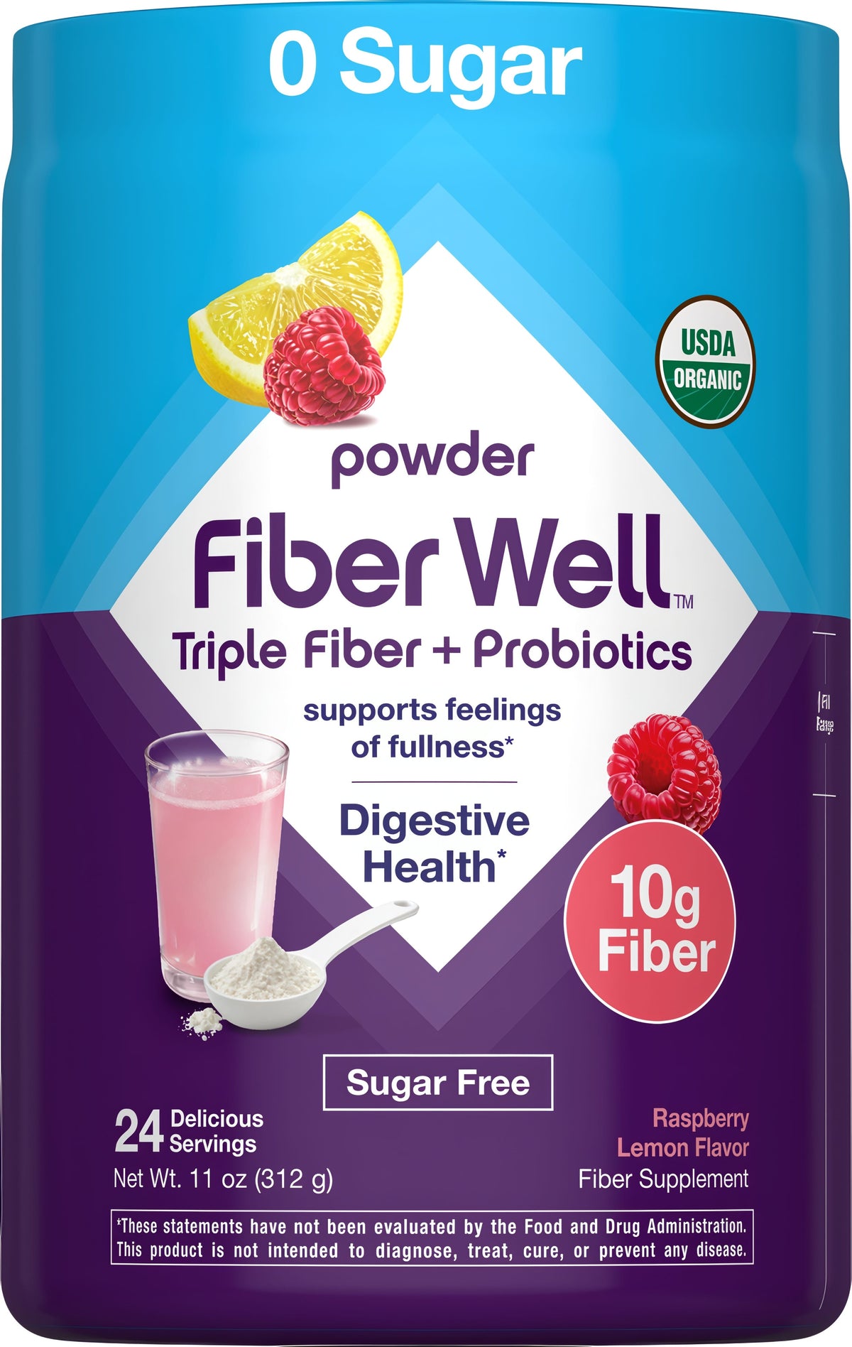 Fiber Well Triple Fiber + Probiotics Powder, 11 oz (312 g) Bottle