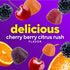 VF Fiber Well + Probiotic Gummy 60 Count, cherry berry citrus rush flavor. Visible gummies, blackberries, cherries, orange slices.