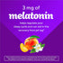 Product highlights graphic stating 3 mg of melatonin helps regulate your sleep cycle and can aid in the recovery from jet lag.