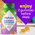 vitafusion Sugar Free Melatonin Peach & White Tea gummies. Contains 3mg melatonin per serving. Take 2 gummies before sleep.