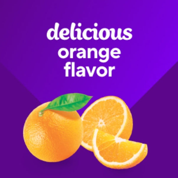 VF Sugar Free Power C 250 mg Gummy with 'delicious orange flavor' text and whole, half, and wedge oranges.