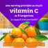 Graphic stating one serving offers Vitamin C equal to 8 tangerines for immune health*, shown with tangerines.