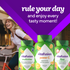 Vitafusion Power C 282mg orange gummies with Multivites and Fiber bottles. Text: 'rule your day and enjoy every tasty moment!'