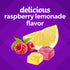 VF Prenatal Gummy: Two gummies (yellow and pinkish-red) with raspberries, lemon slice. Text: 'delicious raspberry lemonade flavor'.