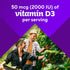 Vitamin D3 2,000 IU gummy graphic: '50 mcg (2000 IU) of vitamin D3 per serving' shown with man and woman picking berries.